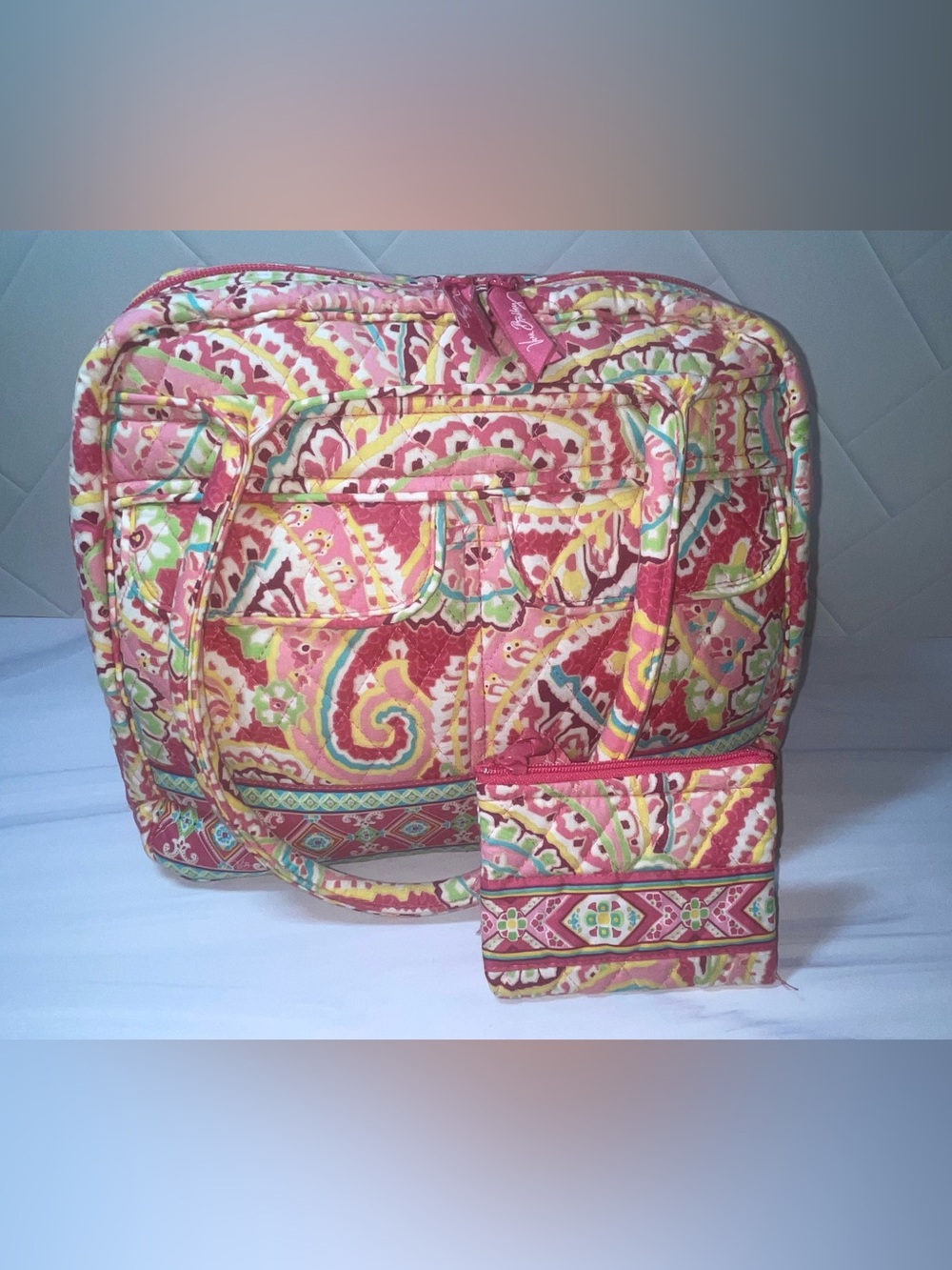 Vera Bradley Bowler Purse in Capri Melon - great condition